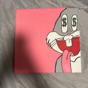 Pink Cartoon Canvas Art